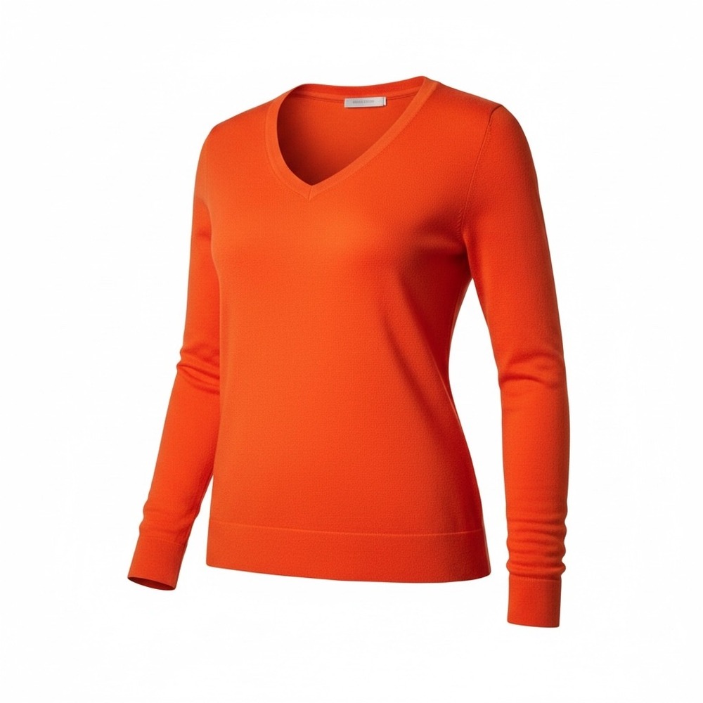Banana Republic Orange Merino Wool Blend Sweater Womens V Neck Lightweight Knit